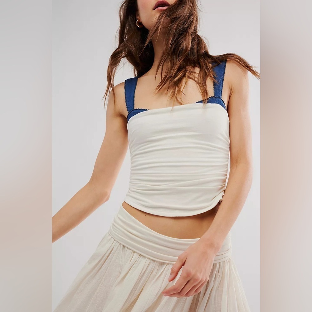 *NWOT* Free People 2 Tone Tank in White Combo - Picture 3 of 5